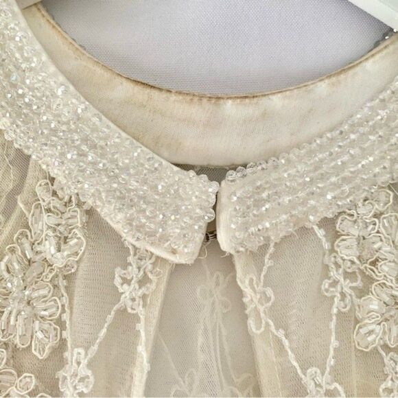 Tania Olsen Couture Wedding Dress Size 4 Ivory High Neck Beaded Halter Neck Gown - Picture 6 of 16